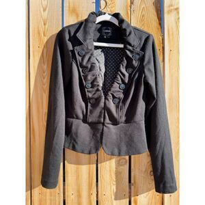 My Michelle Y2K Black Dressy Cute Babydoll Ruffle Fashion Blazer Metal Clasps M